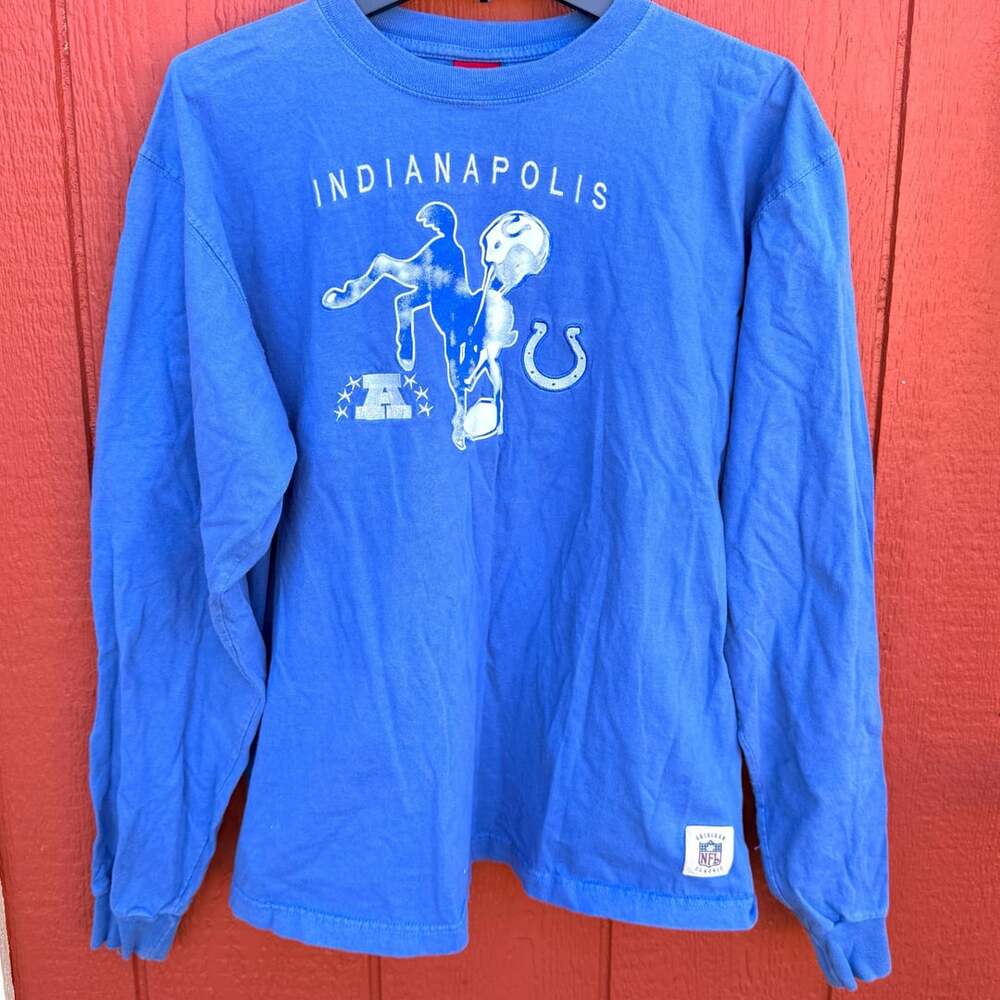 Vintage Indianapolis Colts Sz. Large NFL Gridiron Classic Long Sleeve Shirt Blue